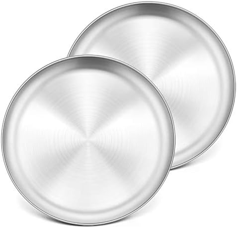 P&P CHEF Pizza Pan Set of 2, 10 Inch Stainless Steel Pizza Tray, Silver