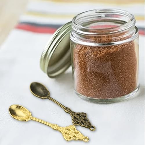 12 Pack Mini Spoons Charms 2.4" Metal Small Medicine Spoons