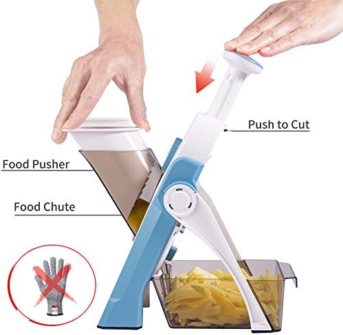 ONCE FOR ALL Safe Mandoline Slicer, All in 1 Vegetables Slicer, Light Blue