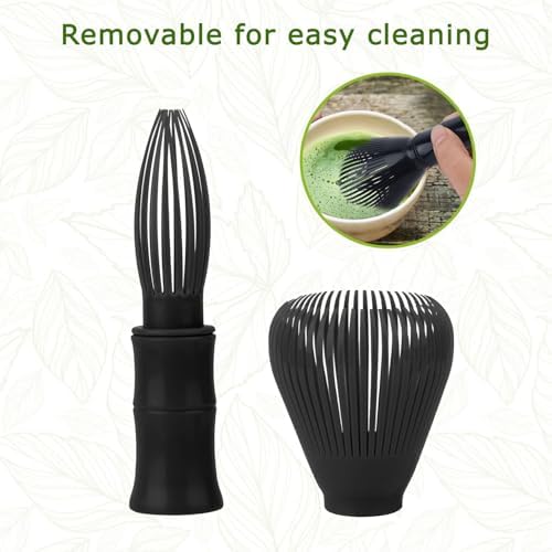 Matcha Whisk, Reusable Resin Matcha Whisk Easy to Clean Stirring Tool for Japanese Matcha Green Tea Ceremony (Black)