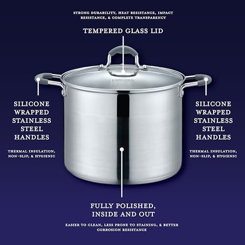 CONCORD Stainless Steel Stock Pot with Glass Lid (Induction Compatible) (15)