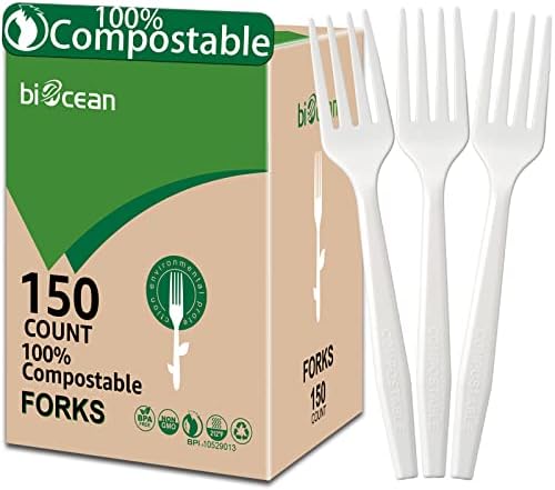 100% Compostable No Plastic Knives Forks Spoons Utensils, The Heavyweight Heavy Duty Flatware is Eco Friendly Products for Lounge Party Wedding BBQ Picnic Camping.