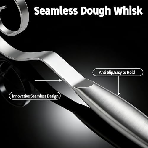 TEEVEA Danish Dough Whisk, Seamless Stainless Steel for Sourdough Bread