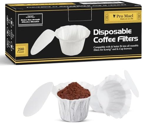 Pro Mael 200 Disposable K Cup Paper Filters for Keurig 1.0&2.0, White