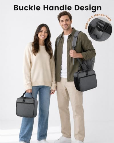 Insulated Lunch Box for Men Small, Grey Mens Lunch Bag with Strap