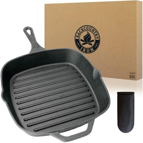 8 Inch Square Grill Pan Medium Pre-Seasoned Cast Iron