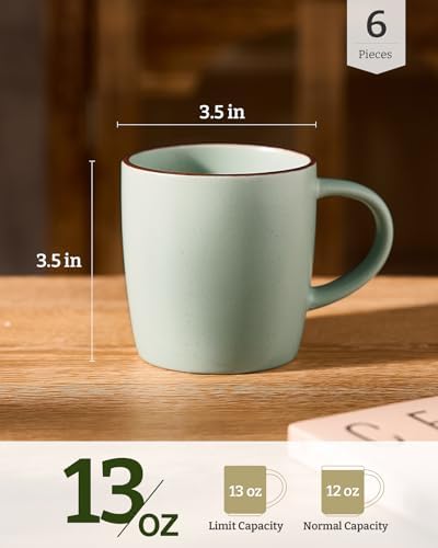famiware Mercury Coffee Mugs 13 oz, Coffee Mugs Set of 6 with Handle