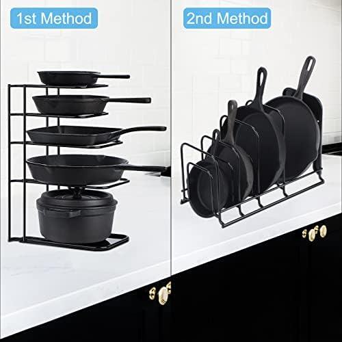 Toplife Heavy Duty Pan Organizer,5 Tier Storage Rack for Cast Iron Skillets