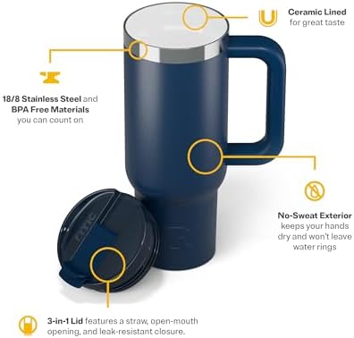 RTIC 30oz Road Trip Tumbler, Insulated, Ceramic Lined, Navy