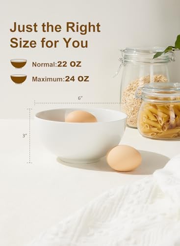22 OZ White Ceramic Bowls Set of 4, Soup Bowls for Kitchen