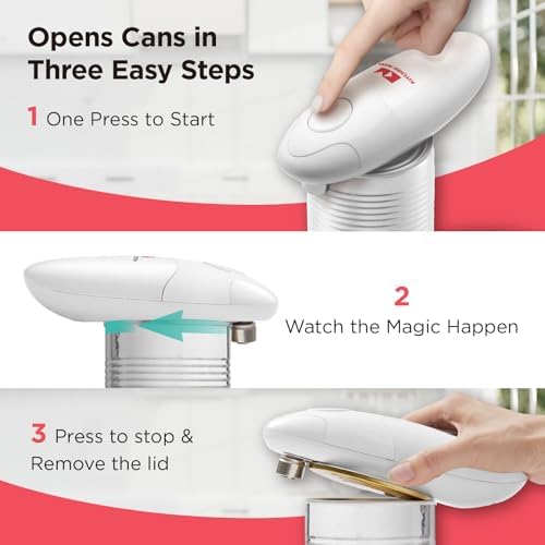Kitchen Mama Auto Electric Can Opener, Battery Operated, White
