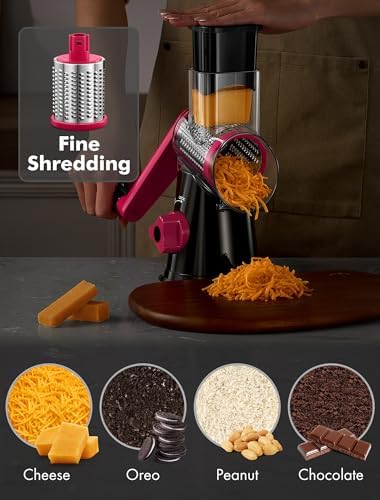 GDL Cheese Grater Hand Crank, Rotary Cheese shredder, Vegetable Slicer