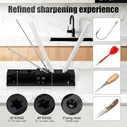 Tri-angle sharpener, Tri Angle System for Pocket Knife, Recurve and Tanto Blades Sharpener, High Alumina Ceramic Stones