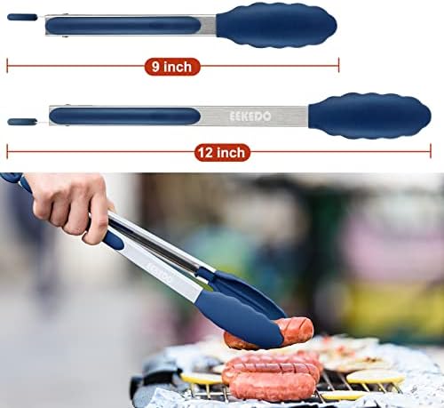 Tongs for Cooking, Stainless Steel Kitchen Tongs with Silicone Tips