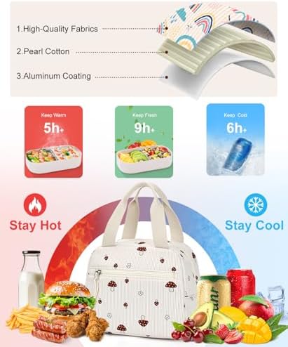 Lunch Bag for Women, Corduroy Small Insulated Lunch Box