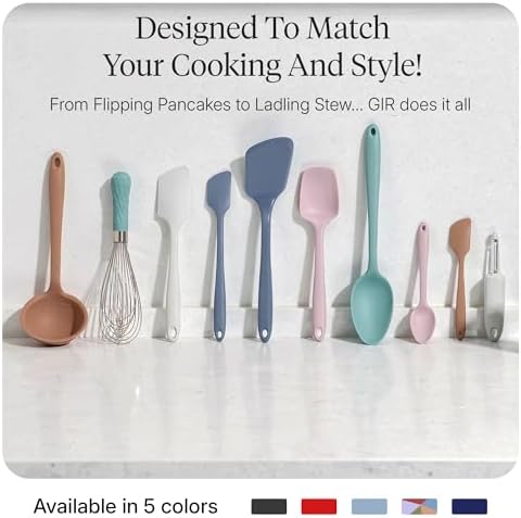 GIR: Get It Right 10-Piece Silicone Ultimate Kitchen Utensil Set – Spatulas, Ladle, Flip, Spoons, Whisk, Peeler & Spoonula – Nonstick, Non-Toxic, Heat-Resistant – Danish