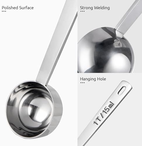 U-Taste Coffee Scoop 1&2 Tablespoon, 4.3in Long Handle Tbsp Measuring Spoon