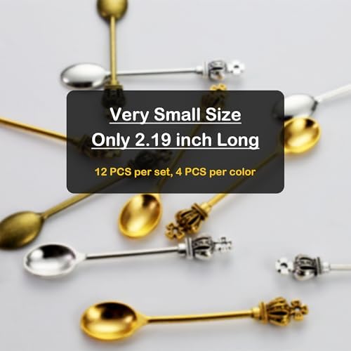 12-Pack Mini Spoons Metal Tiny Shovels 2.19-Inch Small Medicine Spoon