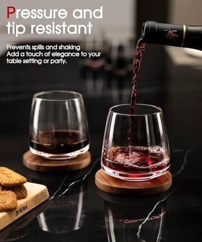 OJA Wine Glasses Set, Crystal Stemless Red Wine Glass, Set of 6, 13.5 oz