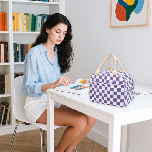 Cotton Quilted Insulated Lunch Bag, Reusable Quilted Floral Lunch Tote Bags
