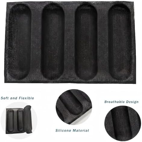 Dioycli Bread Mold for Baking Silicone Large Baguette Bread Pan, 4-Loaf