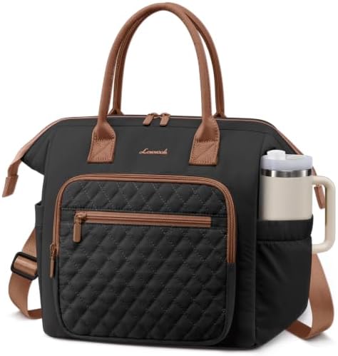 LOVEVOOK Lunch Bag Women,Puffy Insulated Lunch Box Women with Cup Holder