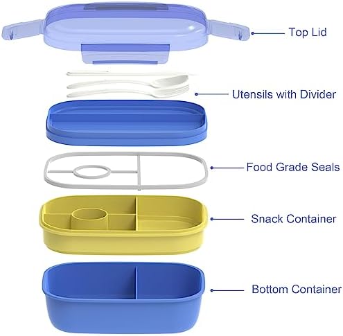 JBGOYON Leakproof Bento Box & Insulated Lunch Bag Set, 4-Piece, Blue