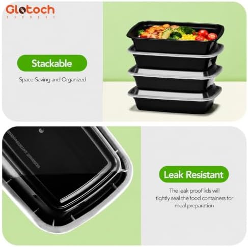 Glotoch Meal Prep Containers with Lids, 16 oz, 10 Pack (20-Piece)