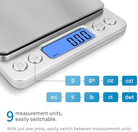 Toprime Digital Gram Scale 500g 0.01g Food Scale Kitchen High Precision