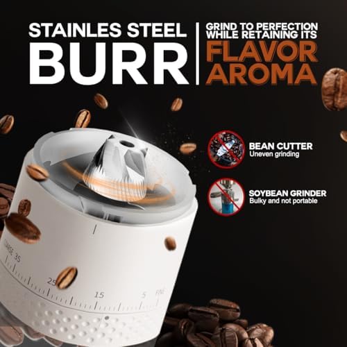 Burr Coffee Grinder - Portable Espresso Grinder with Stainless Steel Conical Mill for Travel, Camping - Cordless/Rechargeable Electric Coffee Bean Grinders with 38 Adjustable Grind Settings