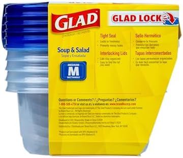 Glad GladWare Medium Rectangle Food Storage Containers, 24 Oz, 5 Ct, 6-Pk