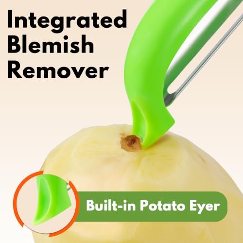Rainspire Vegetable Peeler Potato Peelers for Kitchen, Sharp Stainless Steel Blades Veggie, Comfortable Handle Fruit Peeler, Carrot Peeler Apple Peeler Dishwasher Safe, Green, 1-Pack
