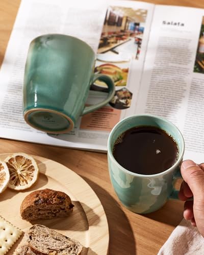 famiware Aurora Coffee Mugs, 14oz Mug Set of 4, Stoneware Cup with Handle