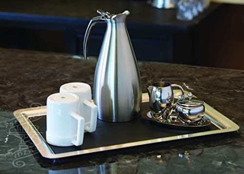 Service Ideas Tray with Non-Slip Rubber Inserts, 20" x 14", Stainless Steel