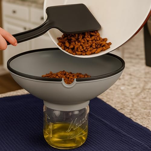 Ultimate Grease Drainer & Food Strainer (Gray) Premium Heat-Resistant Silicone Colander for Bacon, Ground Beef, Pasta & Veggies; Fits Pans, Cans & Jars; Dishwasher Safe