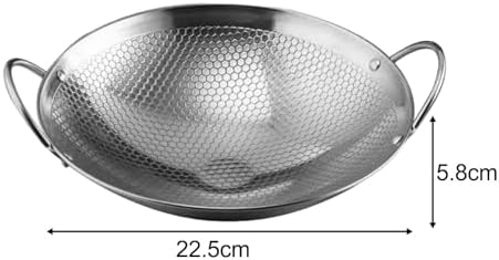 Stainless Steel Round Bottom Wok, 8 Inch Double Ear Frying Pan for Stir Fry and Chinese Cooking