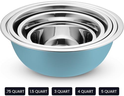 10-Piece Stainless Steel Mixing Bowl Set with Lids for Food Prep & Storage