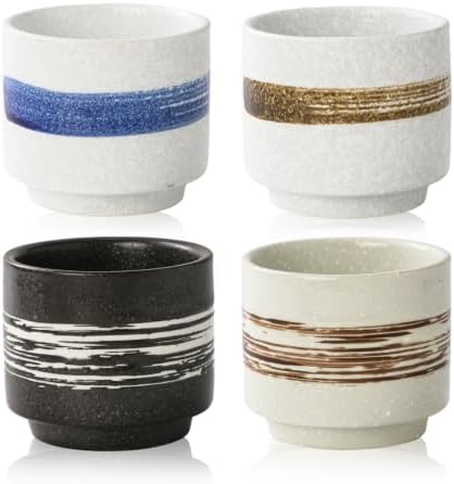 Ceramic Tea Cup Set, Japanese Tea Cups(4 Pack), Small Tea Cups,Macha Cups,Cups for Tea and Coffee