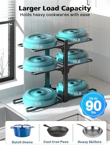 MUDEELA 6-Tier Heavy Duty Pots and Pans Organizer under Cabinet, 13.78" H