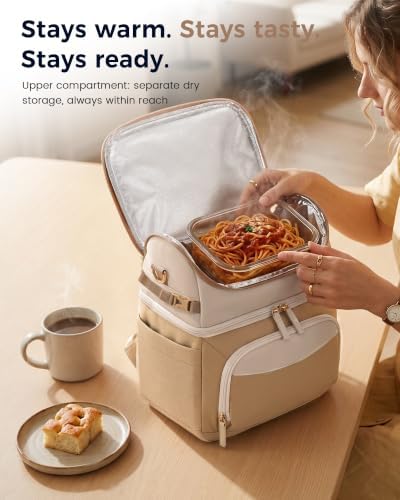 MATEIN HER Double Decker Lunch Bag with Ice Pack, Large Insulated Lunchbox