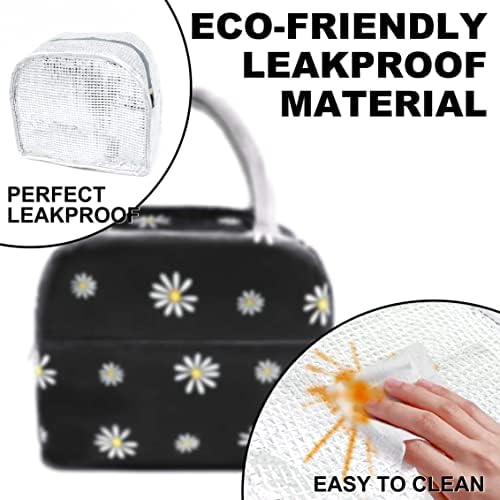 Sonuimy Insulated Lunch Bag Women, Reusable Cute Tote Lunch Box Black/White