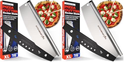 16-Inch Pizza Cutter Rocker Blade, 304 Stainless Steel Slicer Knife, Silver (Pack of 2)
