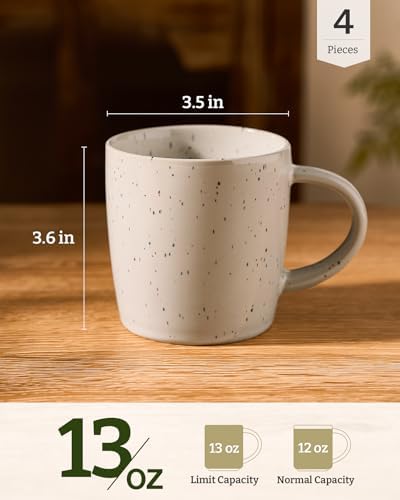 famiware Coffee Mugs Set of 4, Meteor 13 oz Ceramic Mug Cup Set with Handle
