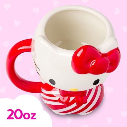 Silver Buffalo Sanrio Hello Kitty Candy Cane Dress, 3D Sculpted Mug, 20oz