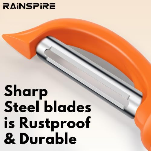 Rainspire Vegetable Peeler Potato Peelers for Kitchen, Sharp Stainless Steel Blades Veggie, Comfortable Handle Fruit Peeler, Carrot Peeler Apple Peeler Dishwasher Safe (1, Coral)