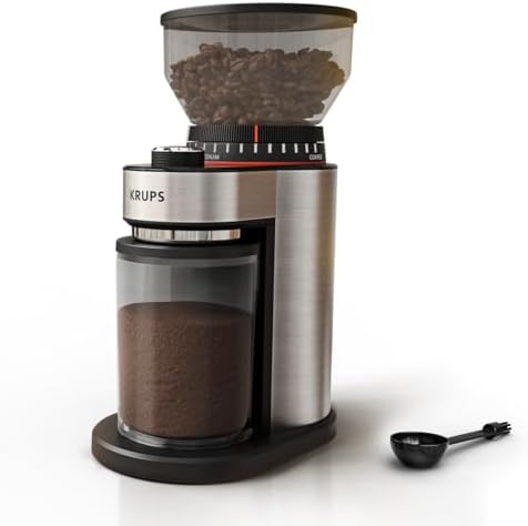 KRUPS Flat Burr Coffee Grinder 18 Settings 2-20 Cups Stainless Steel