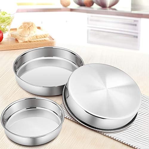 P&P CHEF Cake Pan Set of 3, 8" + 9.5" + 11" Round Baking Layer Cake Pan Tin