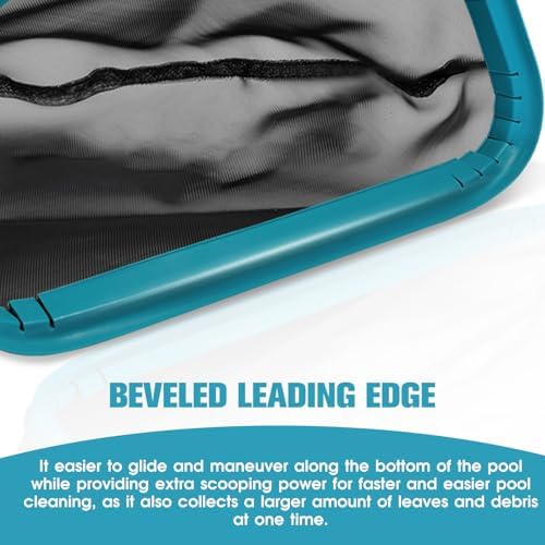 17.5" Aluminum Frame Pool Skimmer Rake Net, Deep Nylon Bag (No Pole)