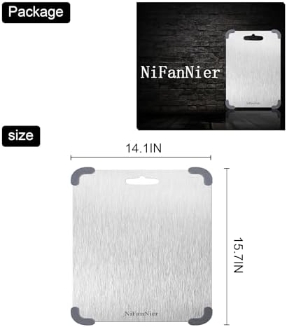 Titanium Cutting Board, 2026 New Upgrade 100% Pure Titanium Cutting Boards for Kitchen, Latest Thickened Version Thickness 0.06IN, Double-Sided Available Belt Guard Angle(15.7IN X 14.1IN）