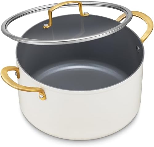 BEZIA 12QT Large Ceramic Nonstick Stock Pot with Lid, Induction Cooking Pot